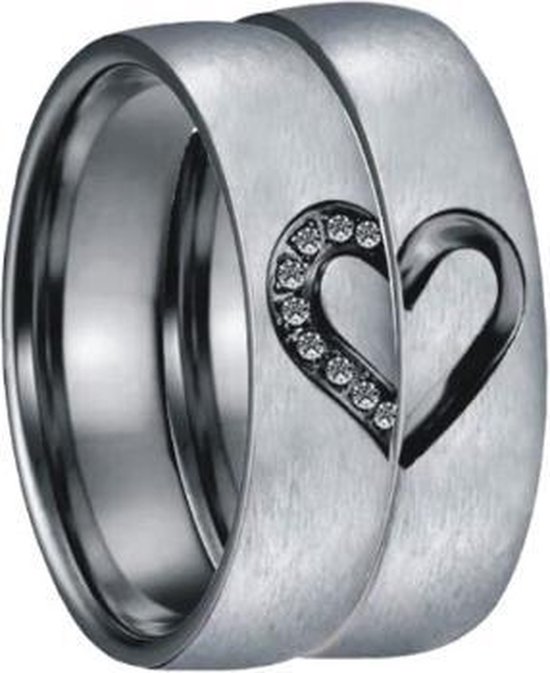 Jonline Prachtige Ringen voor hem en haar|Trouwringen|Vriendschapsringen|Relatieringen|Hart|Zwart