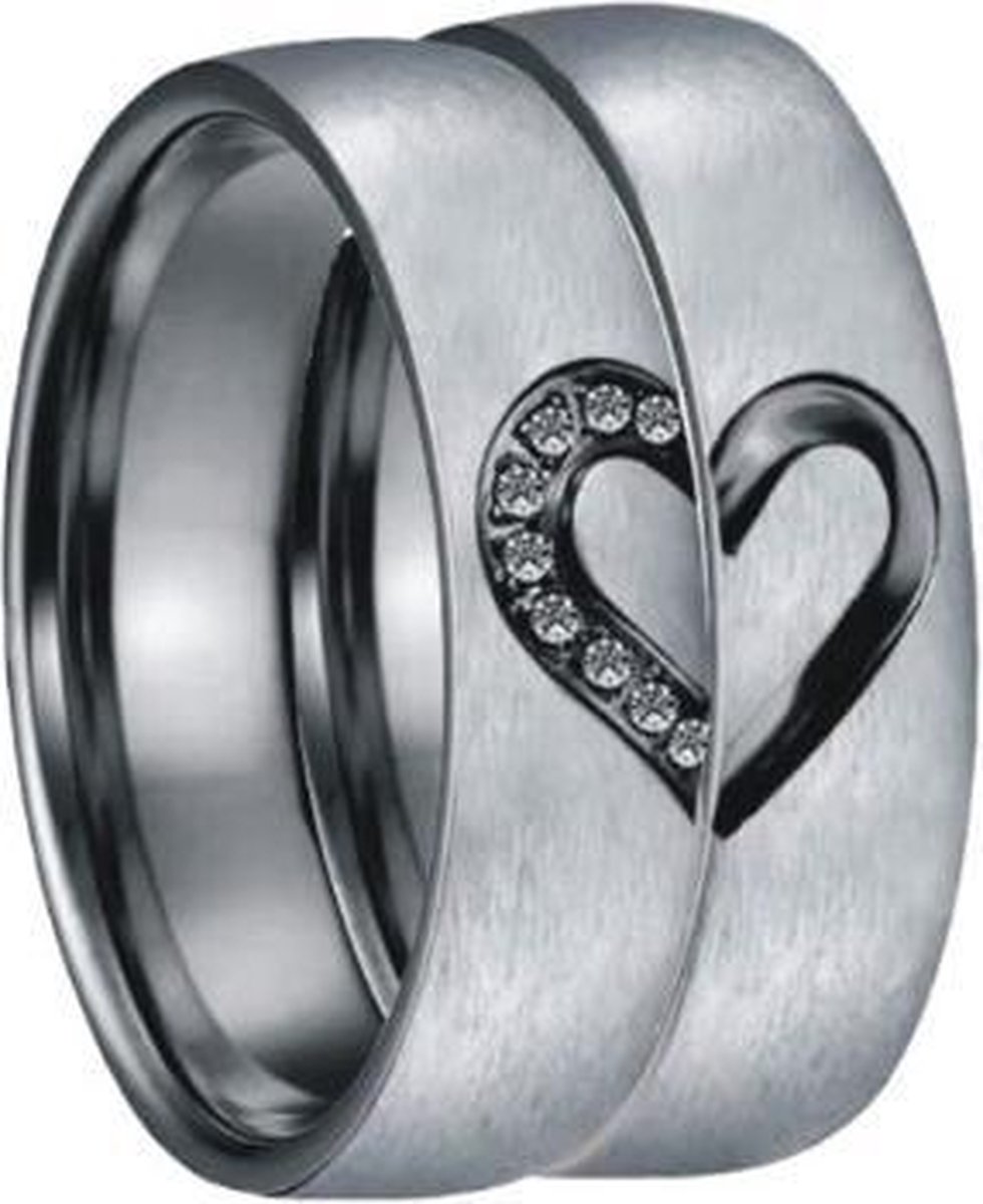 Jonline Prachtige Ringen voor hem en haar|Trouwringen|Vriendschapsringen|Relatieringen|Hart|Zwart - Jonline