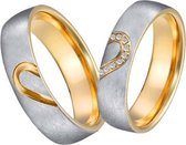 Jonline Prachtige Ringen voor hem en haar|Trouwringen|Vriendschapsringen|Relatieringen|Hart| Geel
