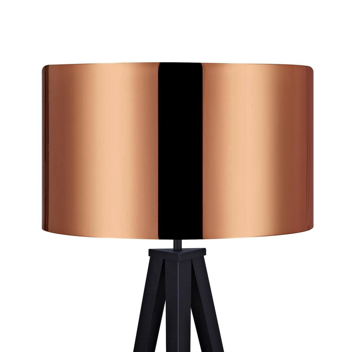 Teamson Home Romanza Statief Staand Vloerlamp - Koper Lampenkap - Zwart Poten