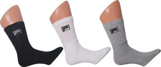 FILA 3P sokken full terry icon zwart, grijs & wit - 35-38