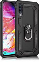 Samsung Galaxy A70 Hoesje - Anti-Shock Hybrid Armor met Kickstand Ring - Zwart