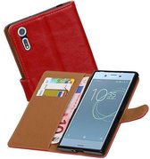 Zakelijke Book Case Telefoonhoesje Geschikt voor de Sony Xperia XZs - Portemonnee Hoesje - Pasjeshouder Wallet Case - Rood