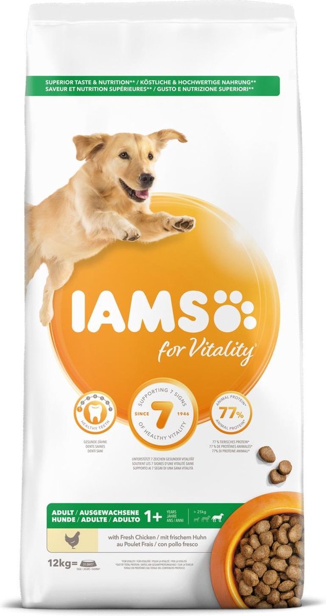 Iams Dog Adult Large Kip – 1 Tot 7 Jaar – Hondenvoer – 12 kg
