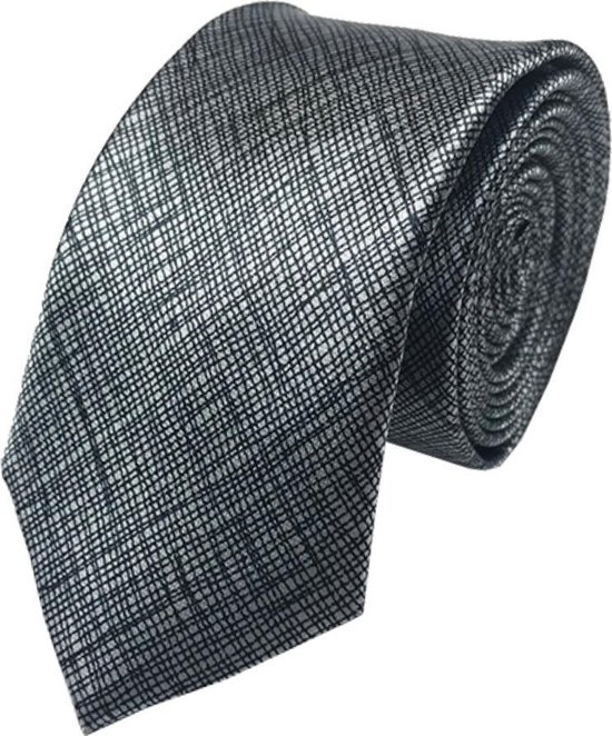 Fako Fashion® - Cravate Skinny - Imprimé - 145cm - Gris Fines Rayures