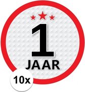 10x 1 Jaar leeftijd stickers rond 15 cm - 1 jaar verjaardag/jubileum versiering 10 stuks