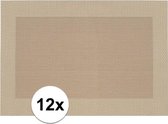 12x Placemats beige/bruin geweven/gevlochten met rand 45 x 30 cm - Bruine placemats/onderleggers tafeldecoratie - Tafel dekken
