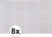 8x Placemats wit geweven/gevlochten 45 x 30 cm - Witte placemats/onderleggers tafeldecoratie - Tafel dekken