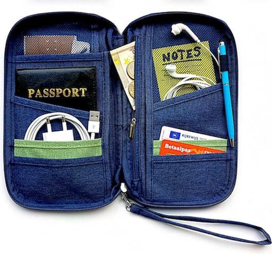 Luxe Reis Organizer - Paspoorthouder – Paspoorthoesje – Reisportefeuille -Blauw