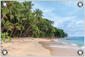 Tuinposter –Strand met Palmbomen– 90x60cm Foto op Tuinposter (wanddecoratie voor buiten en binnen)