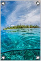Tuinposter – Tropisch Eiland vanuit de Zee– 60x90cm Foto op Tuinposter (wanddecoratie voor buiten en binnen)