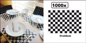 1000x Placemats papier geblokt zwart/wit - place mate diner restaurant eten  zwart wit placemate