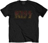 Kiss Mens Tshirt -L- Vintage Logo Classique Noir