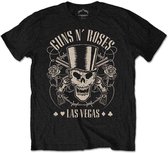 Guns N' Roses Heren Tshirt -L- Top Hat, Skull & Pistols Las Vegas Zwart