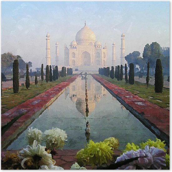 Graphic Message Tuin Schilderij op Outdoor Canvas - Taj Mahal India - Print - Buiten