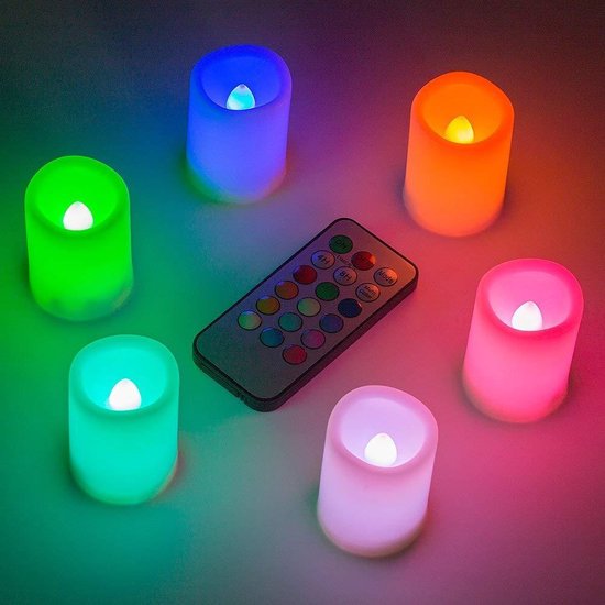 RGB mini LED kaarsen 6 stuks 3,6/4,2mm | echt vlameffect en veilige  LEDkaarsen | kleur... | bol.com