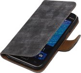 Samsung Galaxy J1 2015 Bookstyle Wallet Hoesje Mini Slang Grijs - Cover Case Hoes