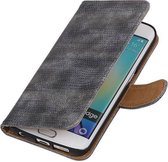 Samsung Galaxy S6 Edge Bookstyle Wallet Hoesje Mini Slang Grijs - Cover Case Hoes