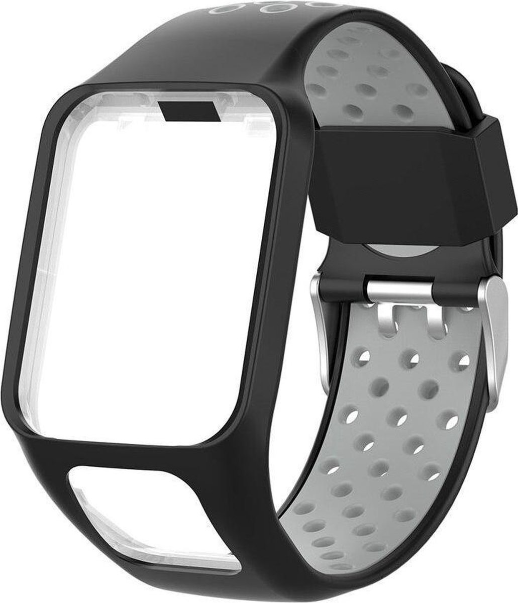 KELERINO. Siliconen bandje geschikt voor TomTom Runner/Spark modellen - Zwart / Grijs