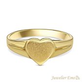 Juwelier Emo - 14 Karaat Gouden Kinderring meisjes met Hart - MATTE LOOK - KIDS - MAAT 13.50