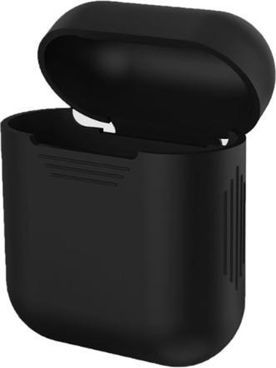 Silicone Case Cover Hoesje - Geschikt voor Apple Airpods - Zwart - Merkloos