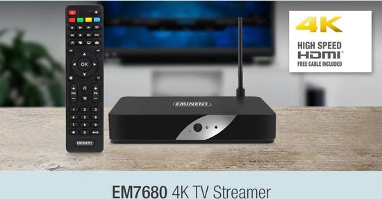 Eminent WiFi TV 4K Mediaplayer - Streamer inclusief afstandsbediening - Mediaspeler - Eenvoudig ondertiteling en filminformatie downloaden - EMINENT