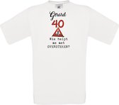 T-shirt - unisex - Wie helpt me met oversteken - met voornaam - 40 jaar - wit - maat 3XL
