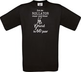 T-shirt - unisex - Zet de rollator maar vast klaar - met voornaam - 60 jaar - zwart - maat L