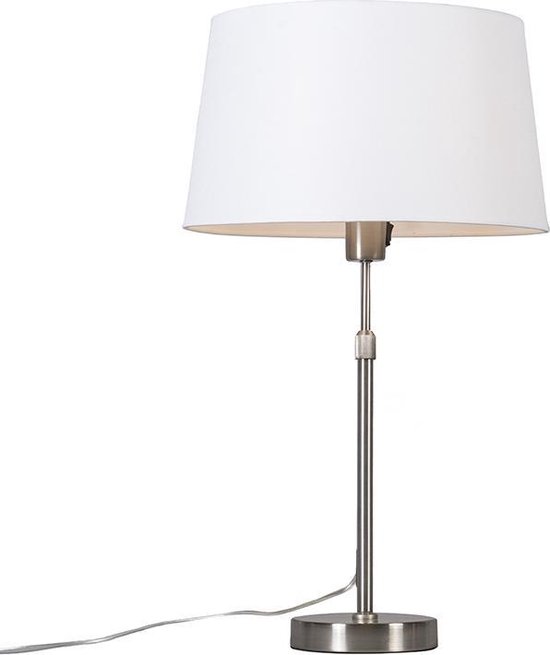 QAZQA Parte - Moderne Tafellamp met kap - 1 lichts - H 700 mm - Staal - Woonkamer | Slaapkamer | Keuken
