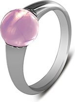 Silventi 943283543-54 - Zilveren ring - glas steen rond 8 mm - ringmaat 54 - zilverkleurig / roze
