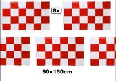 8x Vlag rood/wit 90cm x 150cm