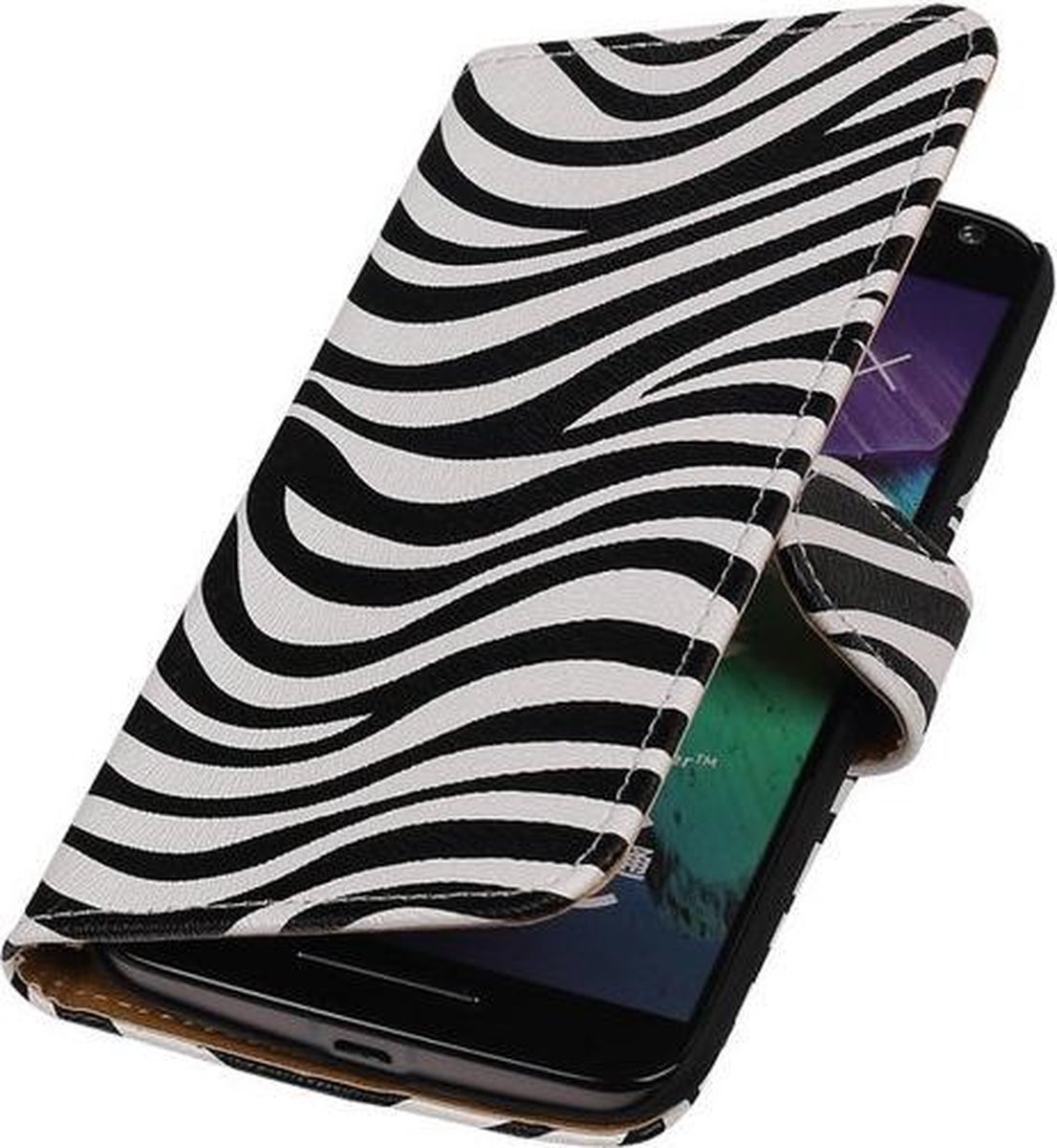 Zebra booktype cover hoesje voor Motorola Moto X Style
