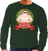 Foute kersttrui / sweater - groen - blote Kerstman Im Too Sexy For This Shirt  heren 2XL (56)