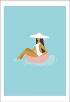 Pool lounging (29,7x42cm) - Wallified - Tekst - Zwart Wit - Poster - Wall-Art - Woondecoratie - Kunst - Posters