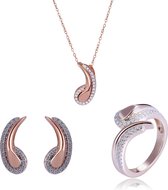 Orphelia SET-7441/60 - Juwelenset: Ketting + Oorbellen + Ring - 925 Zilver Rosé - Zirkonia - 42 cm / Ringmaat 60