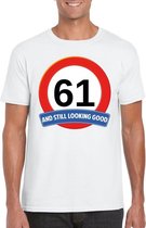 Verkeersbord 61 jaar t-shirt wit heren XL