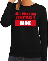 Foute kersttrui / sweater All I Want For Christmas Is Wine zwart voor dames - Kersttruien S (36)