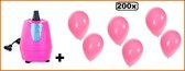 Ballonpomp electrisch roze + 200 ballonnen babyrose