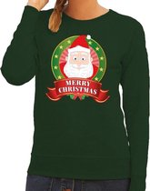 Foute kersttrui / sweater Santa - groen - Merry Christmas voor dames XS (34)
