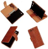 """Slang"" Bruin Sony Xperia Z3 Compact Bookcase Wallet Cover Hoesje"