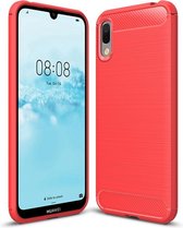 Armor Brushed TPU Back Cover - Huawei Y6 (2019) Hoesje - Rood