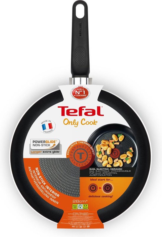 Tefal Only Cook Koekenpannenset - Ø 20 cm & Ø 28 cm - Zwart - Niet geschikt voor inductie - Tefal