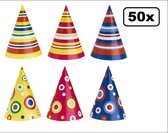 50x Luxe Feesthoedjes karton multicolour