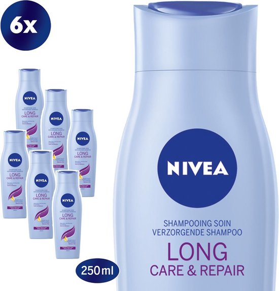 vergroting Broers en zussen Mechanisch NIVEA Long Care & Repair Shampoo - 6 x 250 ml - Voordeelverpakking | bol.com
