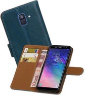 Zakelijke Bookstyle Hoesje voor Samsung Galaxy A6 2018 Blauw