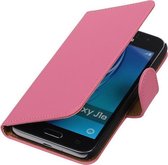 Roze Effen booktype cover cover voor Samsung Galaxy J1 Nxt / J1 Mini