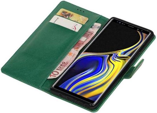 Zakelijke Book Case Telefoonhoesje Geschikt voor de Samsung Galaxy Note 9 - Portemonnee Hoesje - Pasjeshouder Wallet Case - Groen