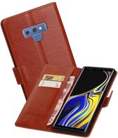 Zakelijke Book Case Telefoonhoesje Geschikt voor de Samsung Galaxy Note 9 - Portemonnee Hoesje - Pasjeshouder Wallet Case - Bruin