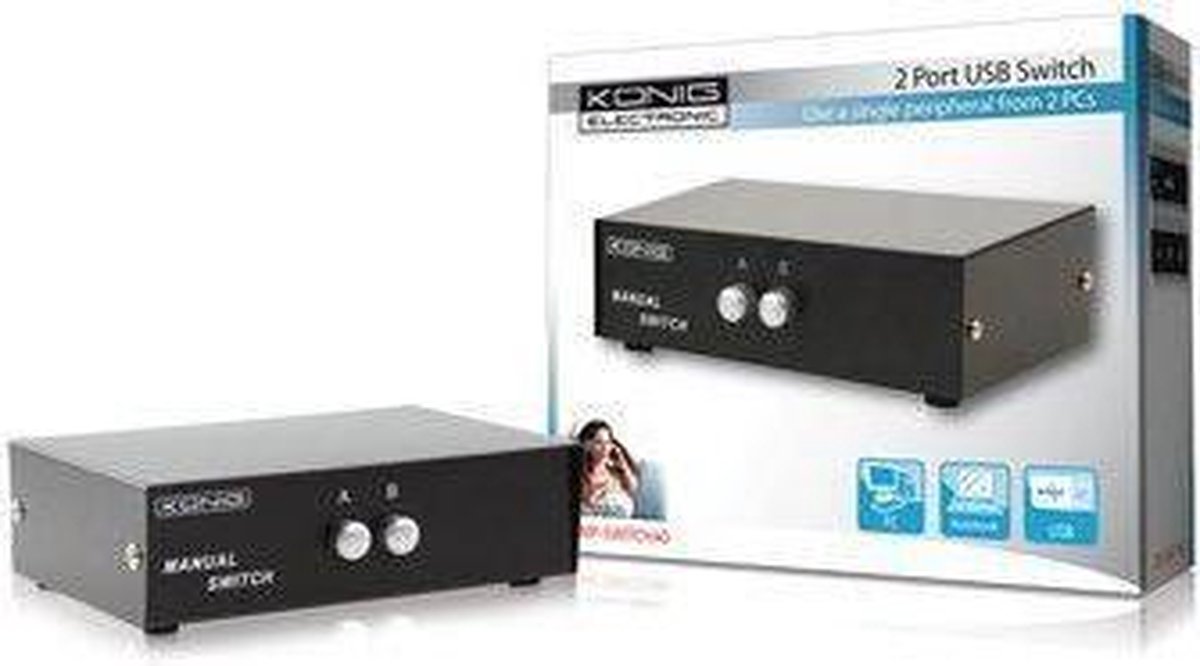 Konig CMP-SWITCH40 - USB Switch 2 Port