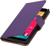 Paars Effen booktype wallet cover - telefoonhoesje - smartphone hoesje - beschermhoes - book case - hoesje voor Wiko Rainbow Jam 4G